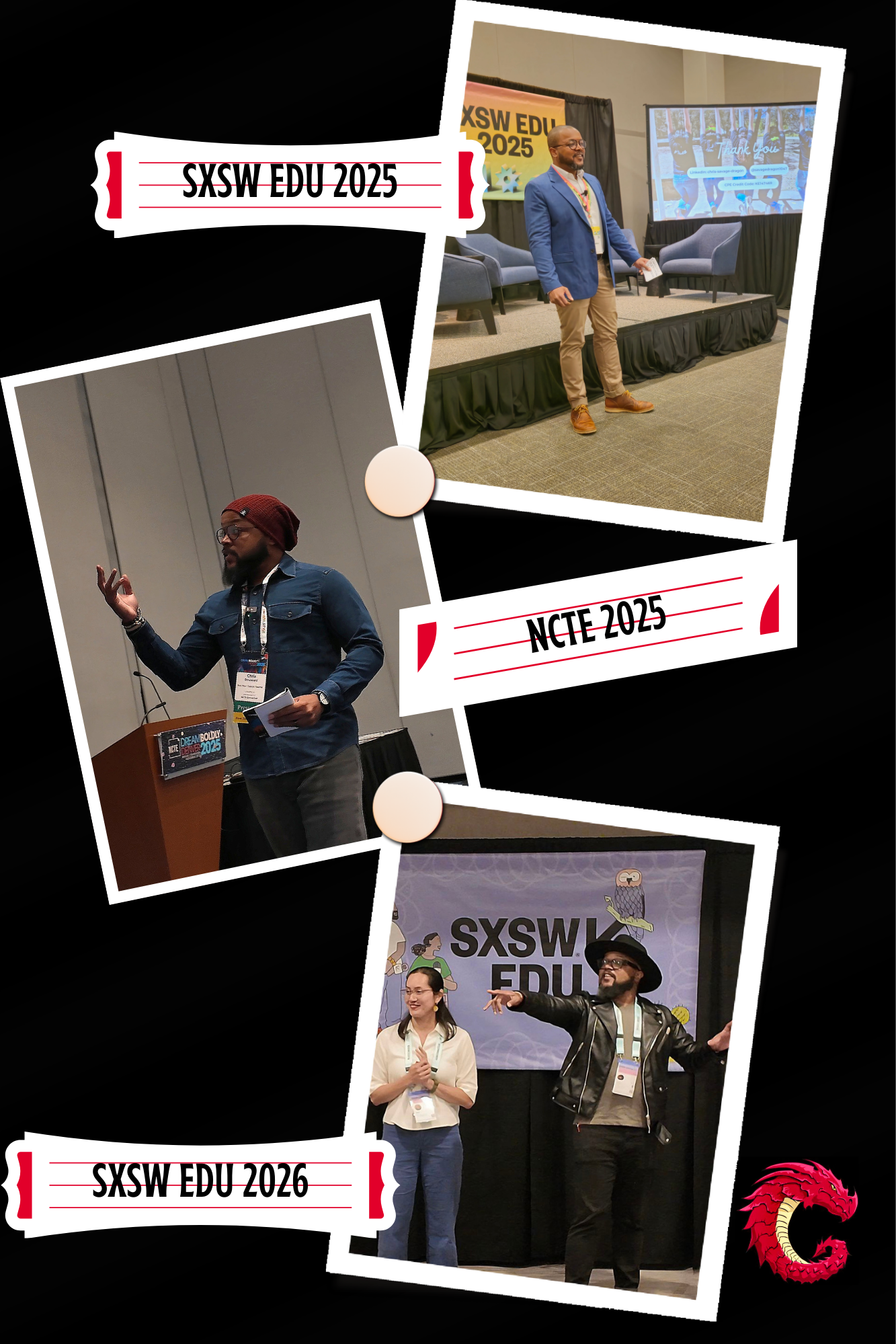 Chris Broussard speaking at SXSW EDU 2025, NCTE 2025, and SXSW EDU 2026